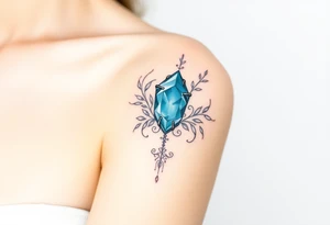 Witchy Aquamarine stone tattoo idea