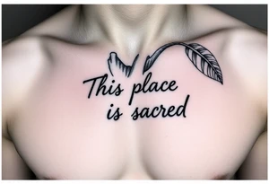 Hand written writing that says This place is sacred written on the trunk of a Hawaiian breadfruit tree tattoo idea