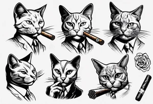 A cat smoking a cigar tattoo idea