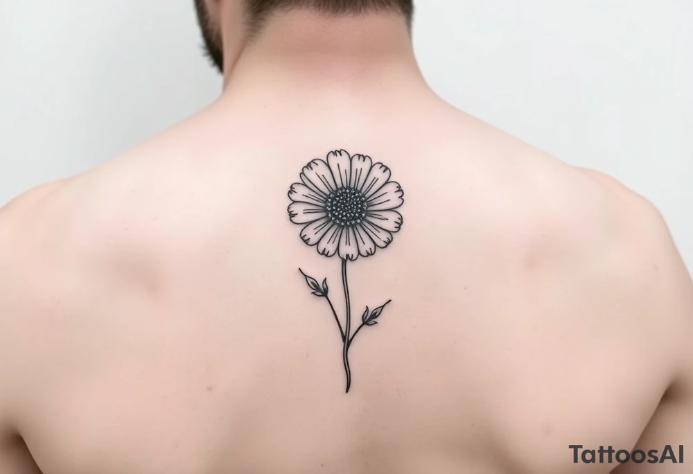 Minimalists marigold flower with g tattoo idea