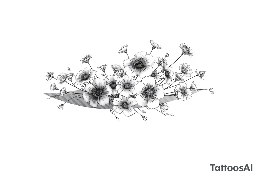 Full arm sleeve of Texas wildflowers tattoo idea
