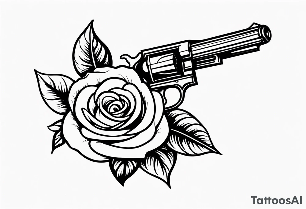 a rose on a pistol tattoo idea