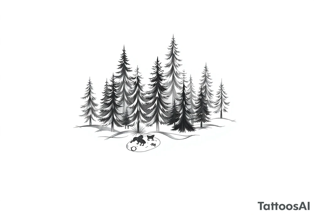 Coniferous forest tattoo sleeve black and gray tattoo idea