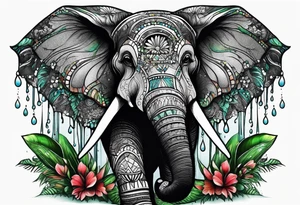tattooed elephant in the rain forest tattoo idea