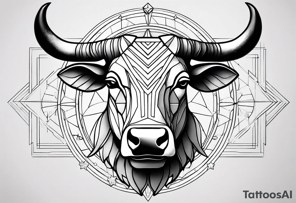 I want a geometric Taurus head with the planets positions on May 20th, 1989 tattoo idea