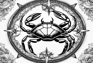 blue crab compass, nautical theme for a female tattoo idea