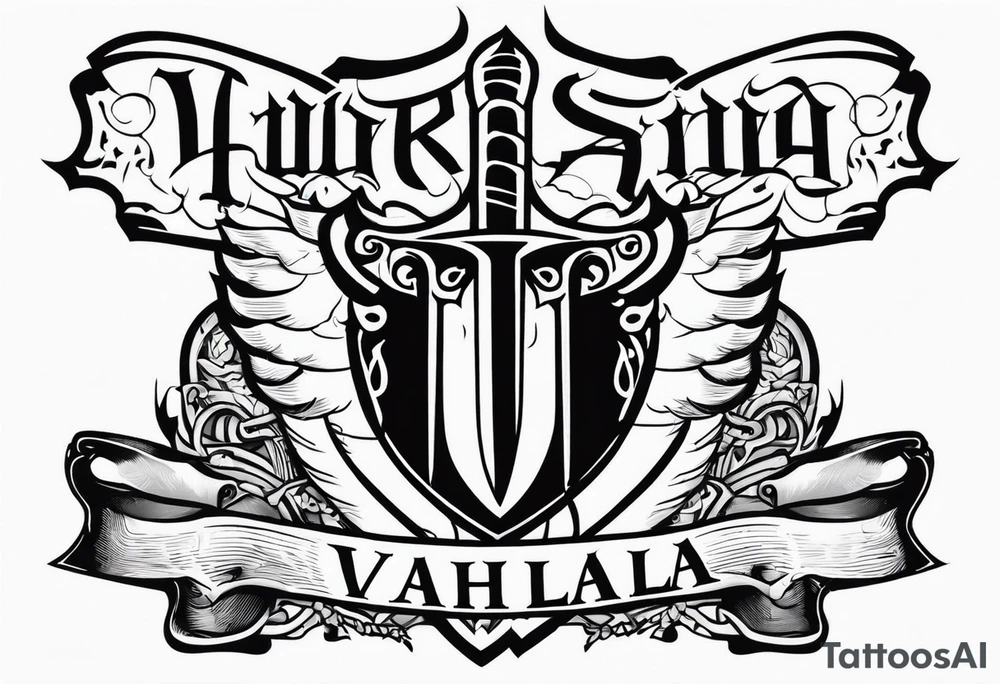 Valhalla fire sword shield tattoo idea