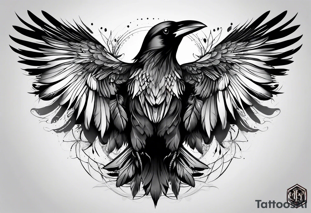 crow with open wings tattoo idea