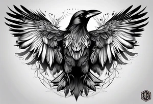 crow with open wings tattoo idea