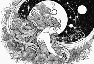 Aquarius and Cancer constellation in a cosmic explosion of love tattoo idea