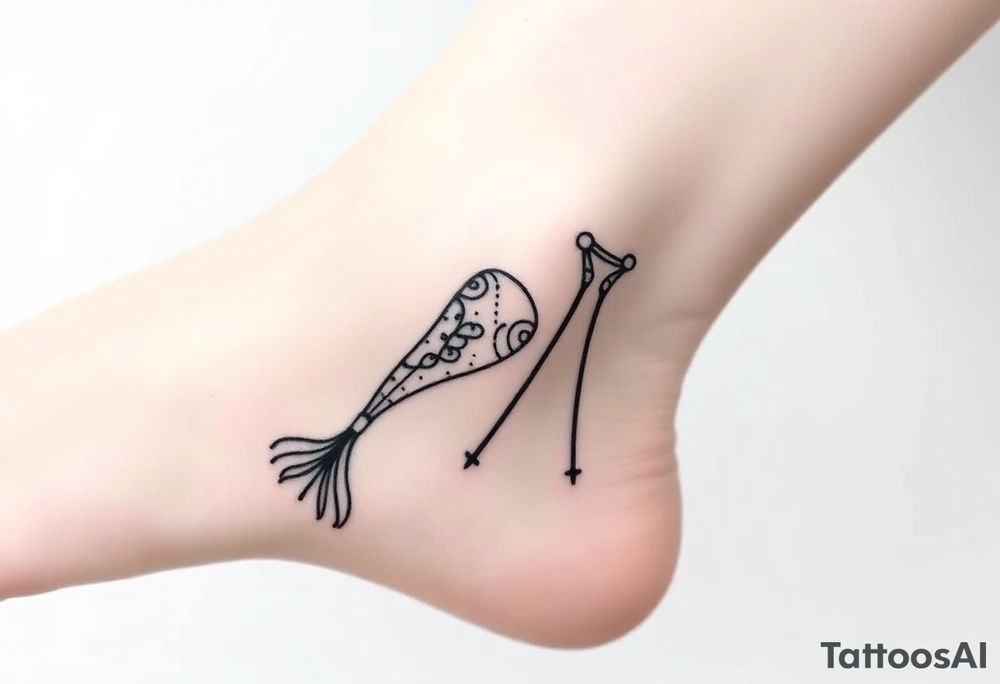 Mermaid tail with crutches tattoo idea