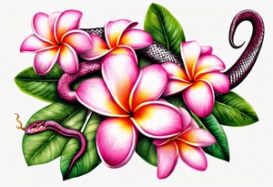 pink plumeria
snake around it tattoo idea