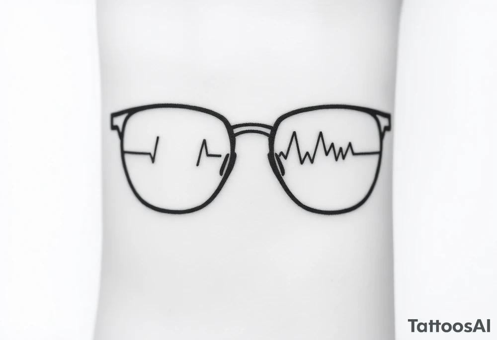 Glasses with heart lines running through them
A heartbeat-shaped line runs through the lenses of the glasses, symbolizing the importance of taking care of yourself and your eyes. tattoo idea