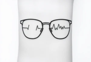 Glasses with heart lines running through them
A heartbeat-shaped line runs through the lenses of the glasses, symbolizing the importance of taking care of yourself and your eyes. tattoo idea