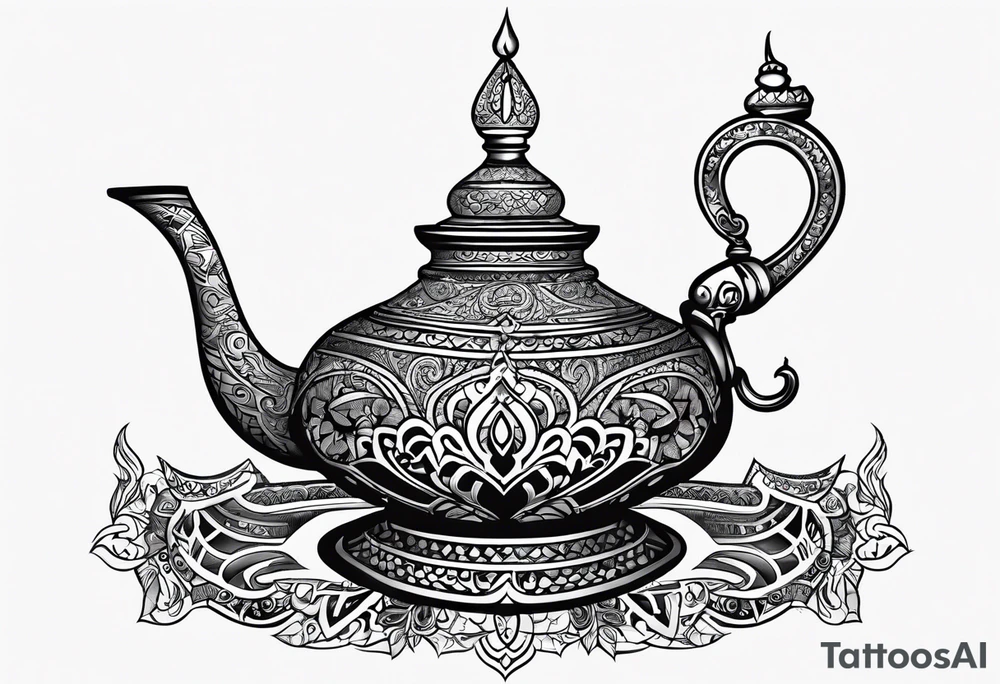 magic lamp with message prince ali in arabic tattoo idea