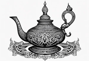 magic lamp with message prince ali in arabic tattoo idea
