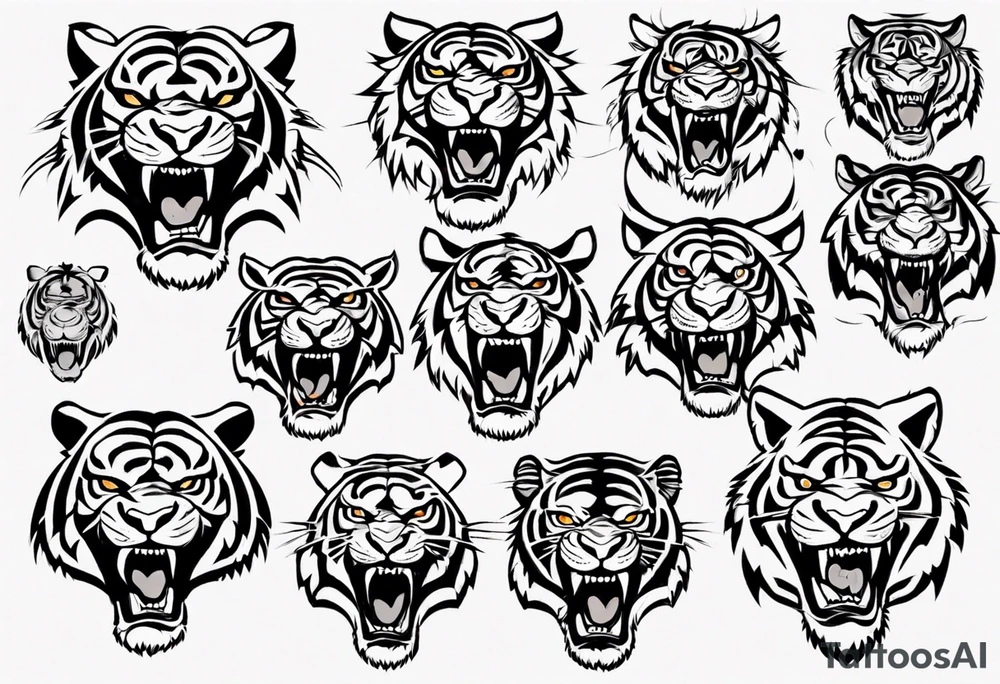Ferocious Tiger roaring tattoo idea