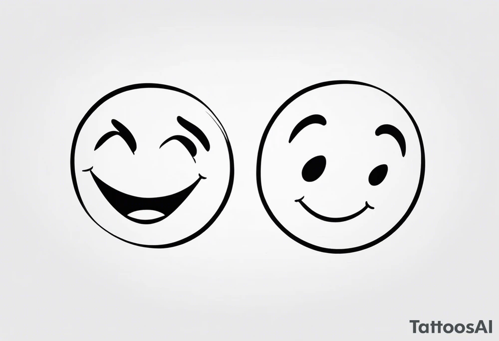 happy and sad face fighting each other tattoo idea