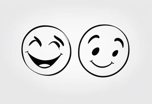 happy and sad face fighting each other tattoo idea