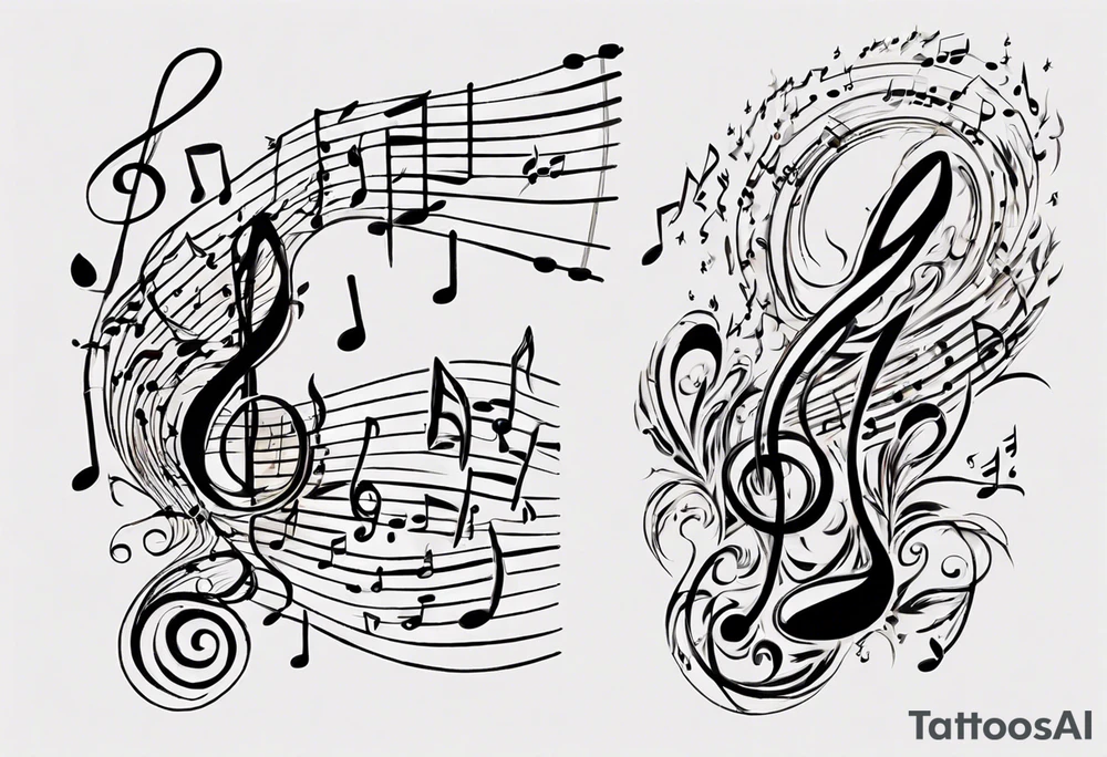 Music sheet linesand one of the lines says Dream Out Loud, and musical notes that go up the arm. tattoo idea