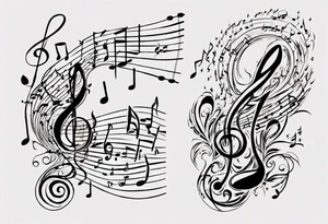 Music sheet linesand one of the lines says Dream Out Loud, and musical notes that go up the arm. tattoo idea