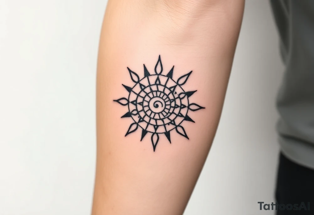 Fibonacci spiral sun tattoo idea