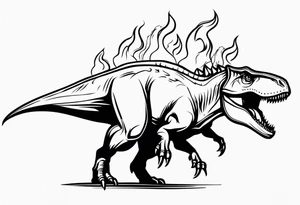 dinosaur with flames tattoo idea