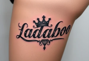 the name ladaboo with a crown and a diamond tattoo idea