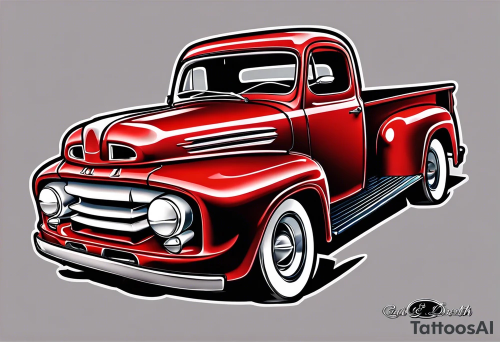 Red ford truck illustration tattoo idea