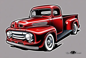 Red ford truck illustration tattoo idea