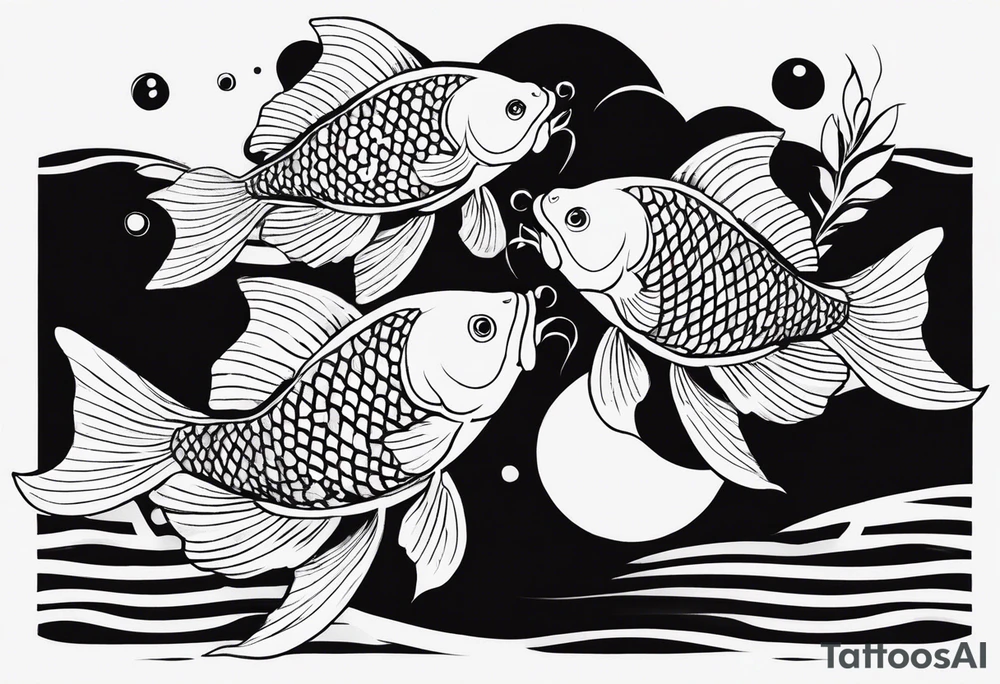 2 koi fishes super tiny tattoo idea