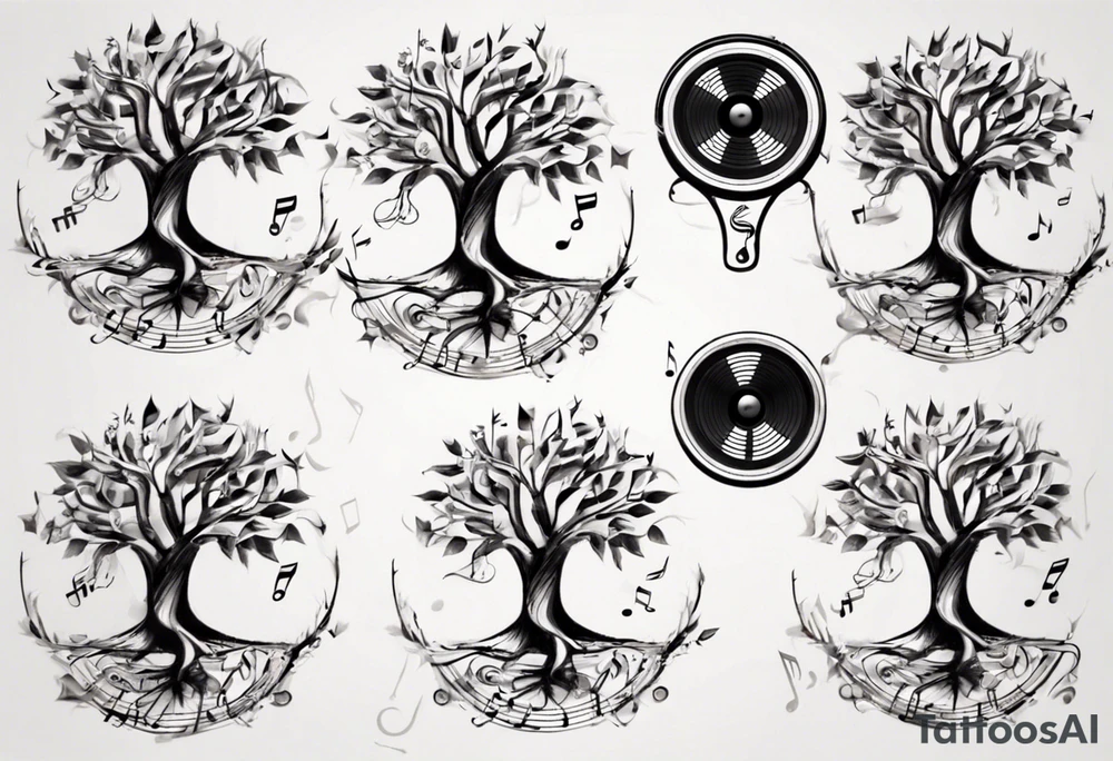 music speaker note tree stave notes tattoo idea