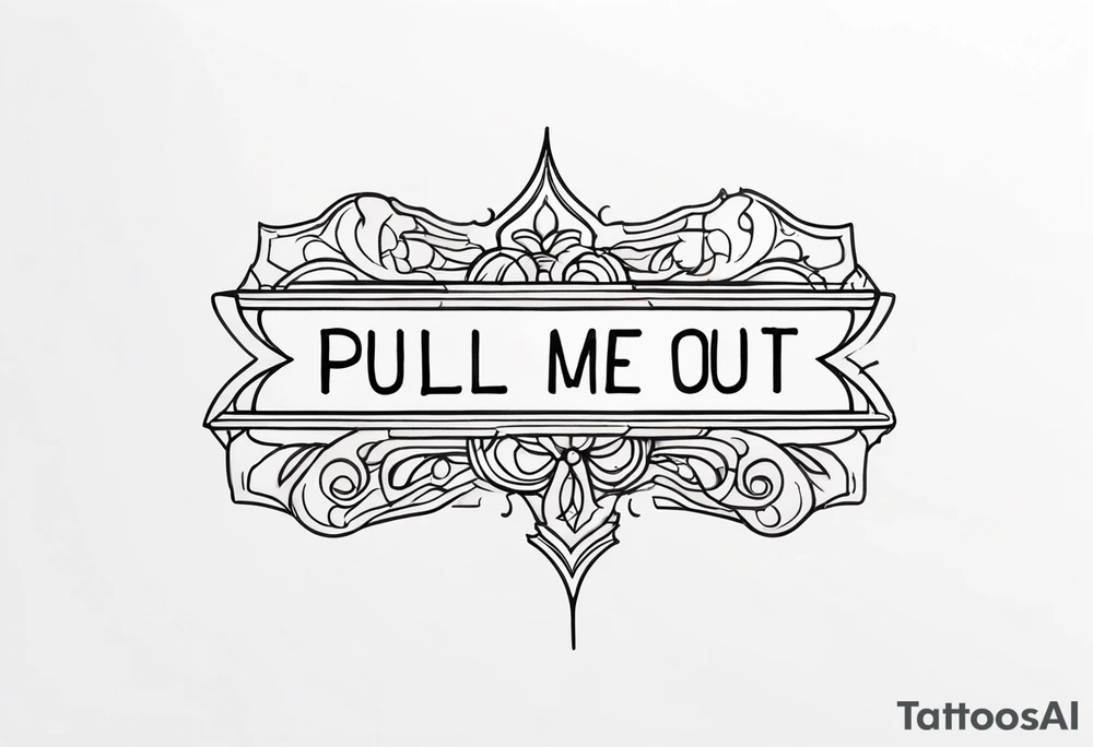 A horizontal fine line quote tattoo that says “pull me out of this” tattoo idea