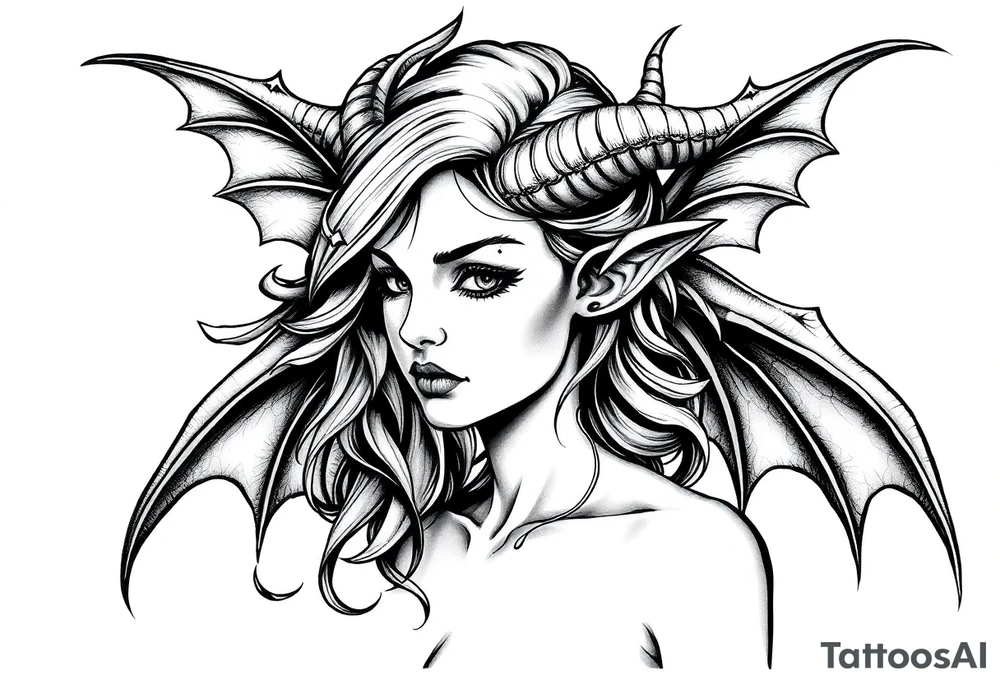 Gothic demon girl tattoo idea