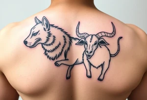 dog, rat, goat, and ox street japanese style tattoo idea