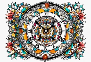 Dead Rabbit hole whimsical clock mandala tattoo idea