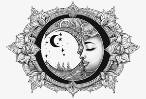 Sun and moon no faces tattoo idea