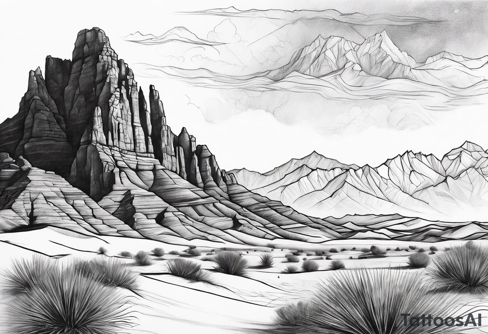 Desert and Mountains tattoo idea
