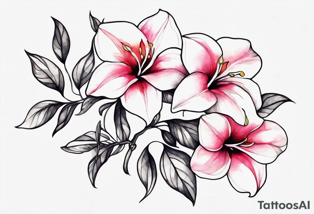 abstract mandevilla flowers on a vine tattoo idea