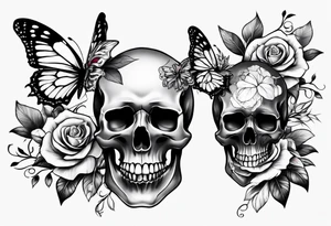 Floral skull butterfly survivor shoulder tattoo half sleeve tattoo idea