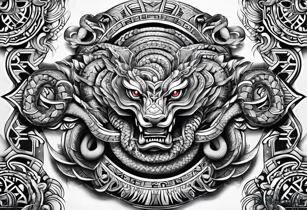 aztec snakes together tattoo idea