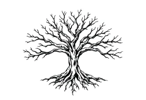 tree with 6 branches and 6 roots tattoo idea