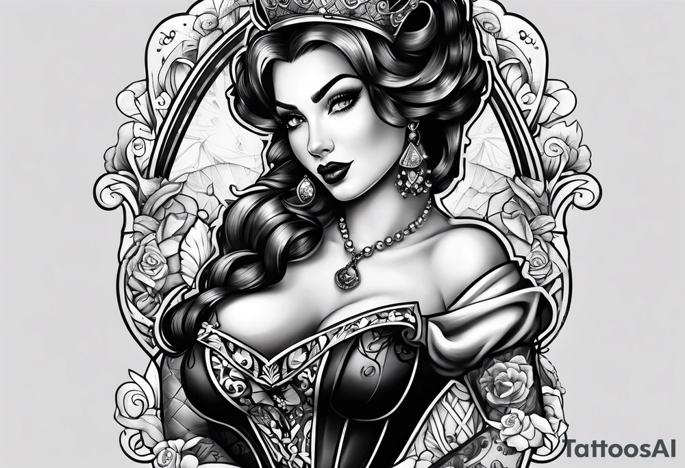 pinup style queen of spades tattoo idea