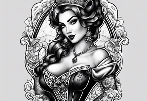 pinup style queen of spades tattoo idea