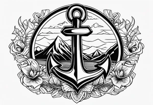 Anchor, fire, mountain tattoo idea