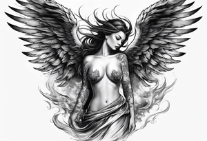 Fallen angel suffering burning tattoo idea