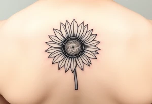 Small minimalist line art inspired by daughter Harlow and sunflower. 3x3 tattoo idea