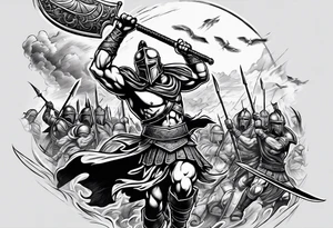 Spartan Warrior battle scene tattoo idea