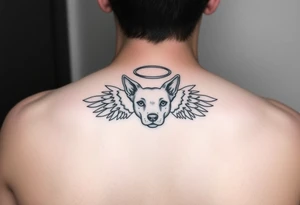 Dog ears with wings and halo tattoo idea