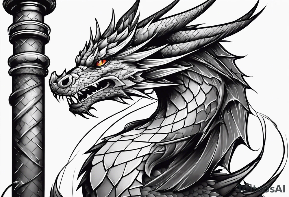 dragon perched with claws wrapped around on a pole tattoo idea dragon perched with claws wrapped around on a pole tattoo idea